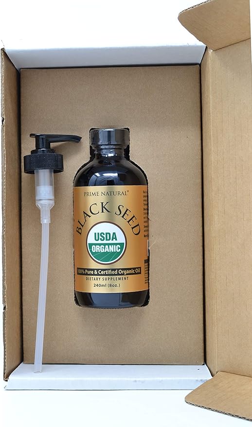 PRIME NATURAL Organic Black Seed Oil 8oz | Cold Pressed Unrefined High Thymoquinone 1.7% USDA Certified | Turkish Origin Potent Pure Nigella Sativa Liquid | Vegan Omega 3 6 9, Antioxidant