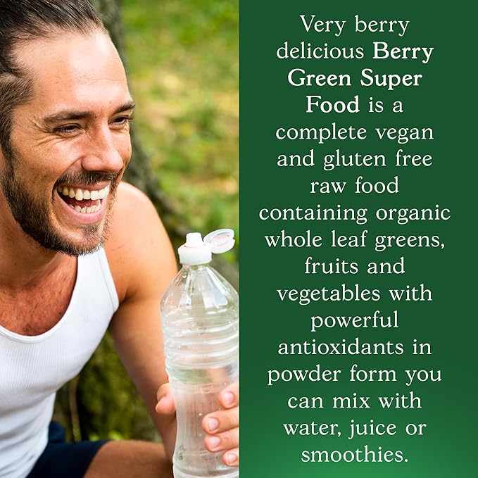 Berry Greens Superfood Powder, Organic Green Powder with Enzymes, Probiotics, Antioxidants, and Vitamins, Vegan Green Juice Mix, 240 Grams
