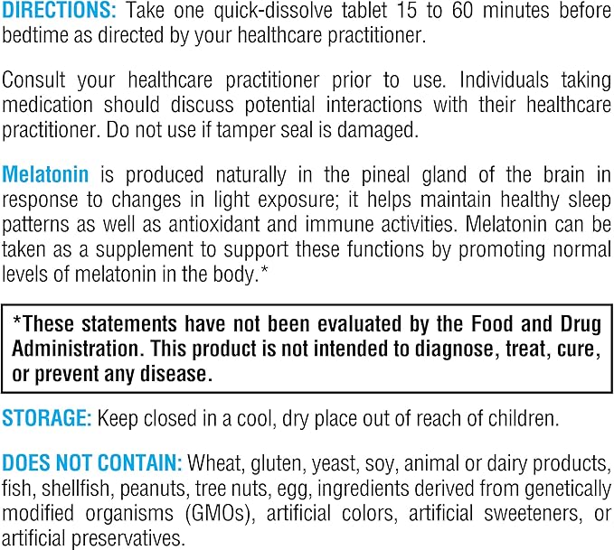 XYMOGEN Melatonin - Peppermint Lozenges - 3mg Melatonin Supplement for Nighttime, Antioxidant + Immune Support (120 Quick-Dissolve Tablets)