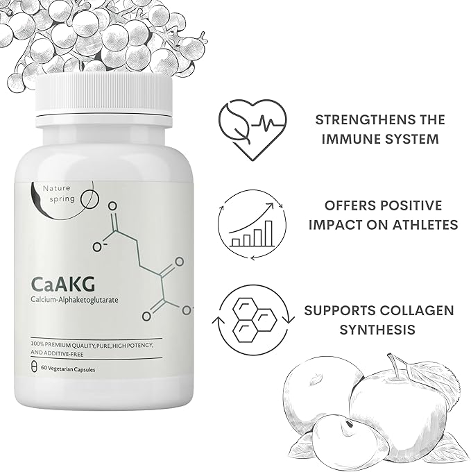 CaAKG Supplement (Alpha Ketoglutarate) (1,000 mg per 2 Capsule Serving, 60 Capsules). Supports Cellular Energy