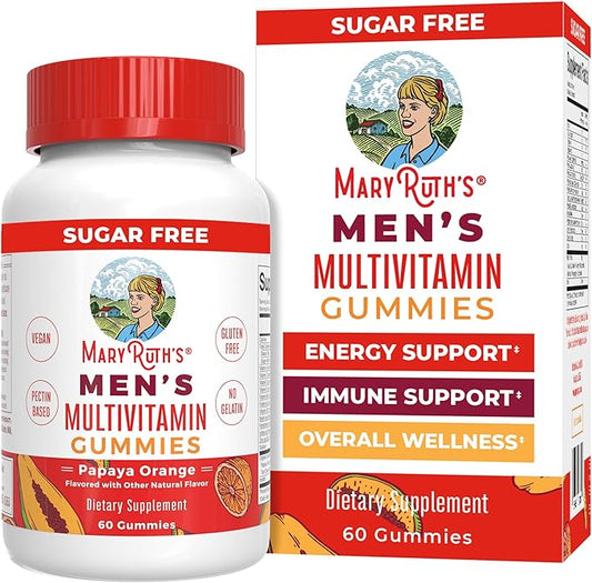 Mens Multivitamin Gummies by MaryRuth's | Vegan Vitamins for Men | Multivitamins for Immune Support | Non-GMO & Gluten Free | 0g Sugar Per Serving | 60 Count