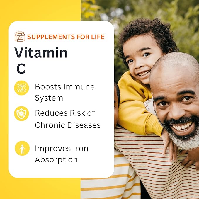 Vitamin C 1000mg per Serving, Dietary Supplement Immune Support and Antioxidant Supplement, 90 Tablets, 90 Day Supply, Supports Skin, Energy & Collagen Health