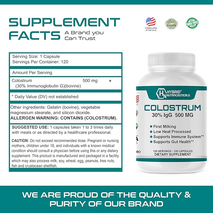 Hybrid Nutraceuticals Optimum Health with Immune Support: Liquid Multivitamin Capsules and Colostrum Capsules