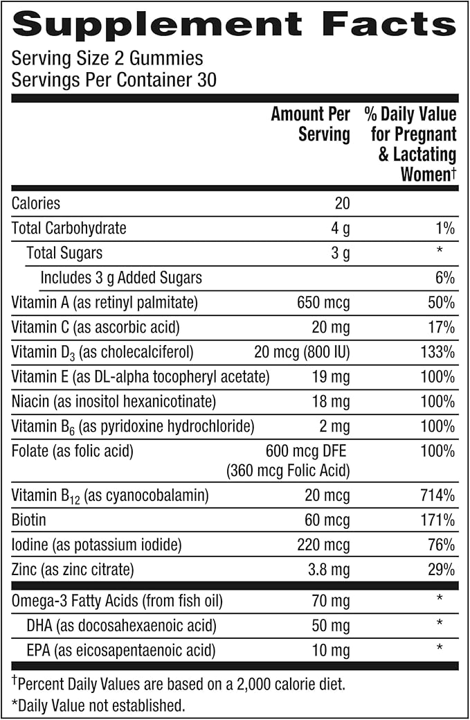 Centrum Prenatal Multivitamin Gummies with DHA and Folic Acid, Mixed Berry and Orange Flavors - 60 Count, 30 Day Supply
