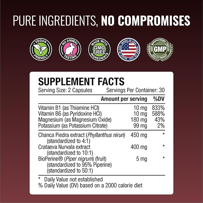 Approved Science Stonexyl - Herbal Support for Kidney Stones - 60 Capsules - Chanca Piedra - High Absorption -1 Month Supply - Vegan