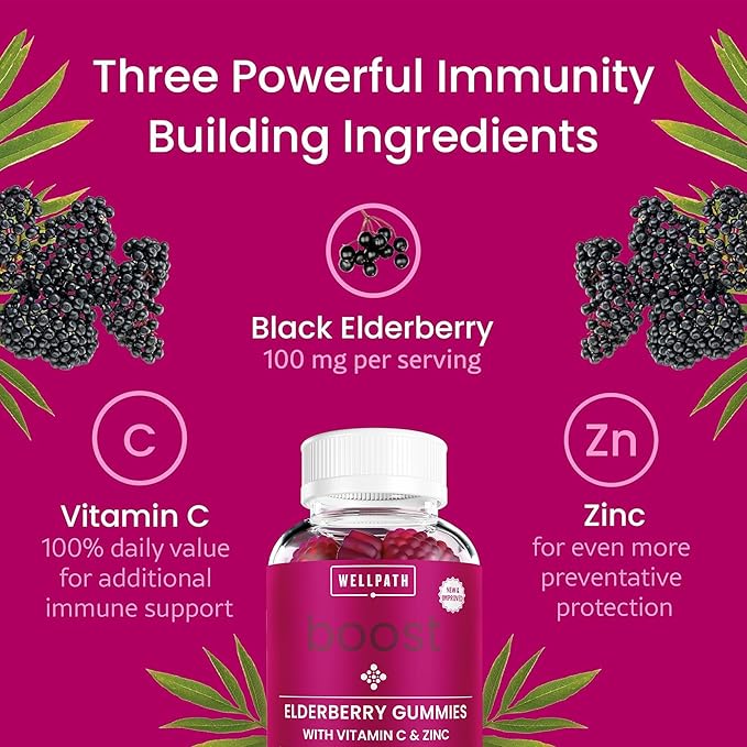 WellPath Immune & Wellness Supplements: Boost Elderberry Gummies with Zinc & Vitamin C + Renew Multi Collagen Protein Powder for Women - Vegan, Non-GMO, Supports Immunity & Skin Health