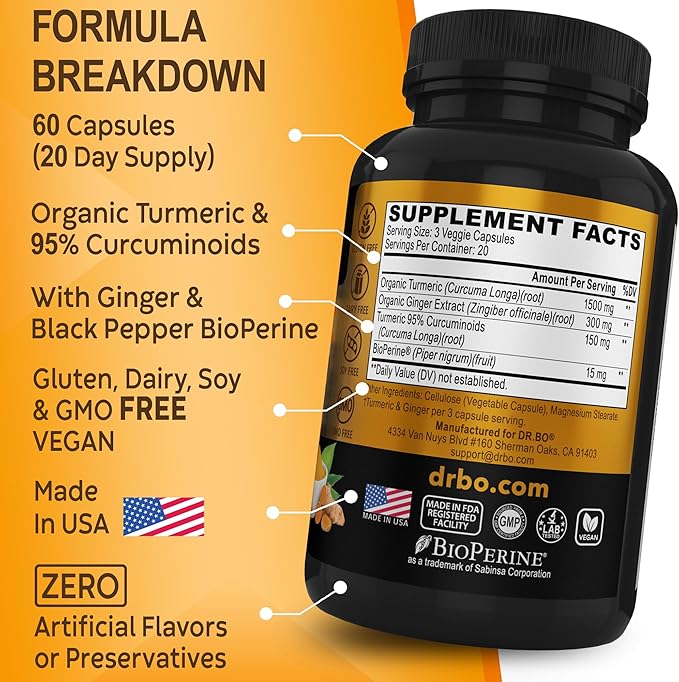 DR. BO Glucosamine Chondroitin & Turmeric Ginger Supplement