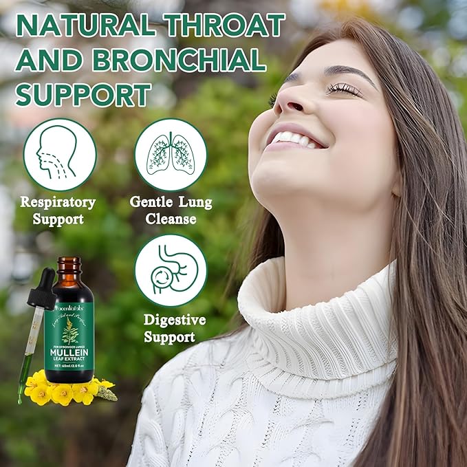 Mullein Drops, Mullein Leaf Extract for Lungs, Mulleins Leaf Drops for Lung Cleanse and Phlegm, Fast Absorption Powerful Mulleins Extract for Stronger Lungs (1)
