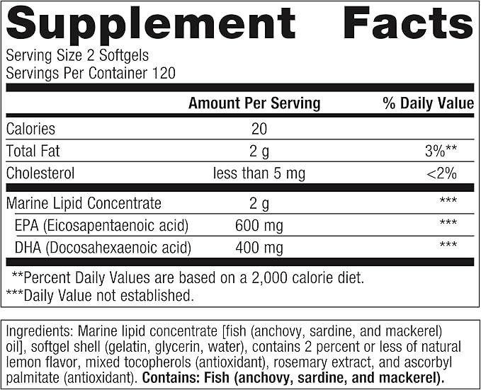 Metagenics OmegaGenics EPA-DHA 500 - High Potency - Supports Cardiovascular Health* - Fish Oil EPA DHA - Purity & Quality Tested - Non-GMO & Gluten-Free - 240 Count