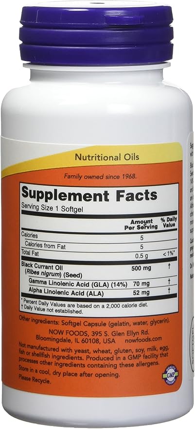 Now Foods Black Currant Oil 500 milligrams - 100 softgels (Pack of 2)