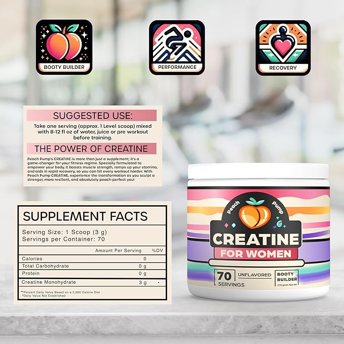 Creatine Monohydrate Powder, Glute Builder Creatine for Women, 3g Vegan Micronized Creatine per Serving, for Energy, Muscle Support, 70 Servings, Unflavored