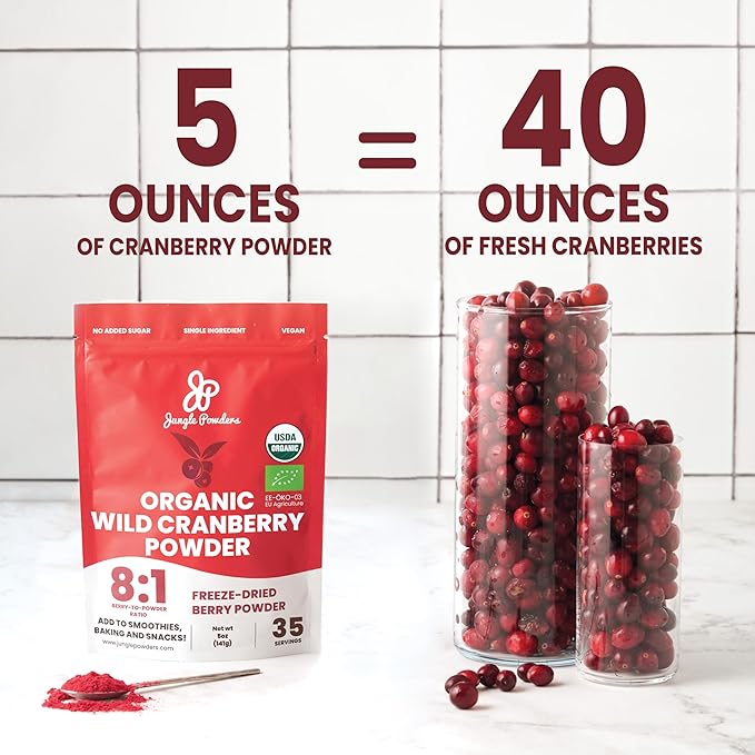 Father's Day Gift for Grandpa - USDA Organic Wild Bilberry Extract Bundle 2x3.4oz Liquid Extract + Organic Wild Cranberry Powder 5oz - Wellness Gift for Eyes & Superfood Extract
