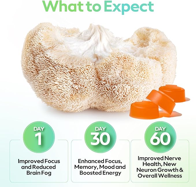 Troop Mushroom Lion's Mane Gummies, Supplement for Focus & Mood, Cognitive, Immune & Memory Support - Brain Boost, Natural Peach Mango Flavored Nootropic with Fruit Body Gummy - Vegan, 60 Count