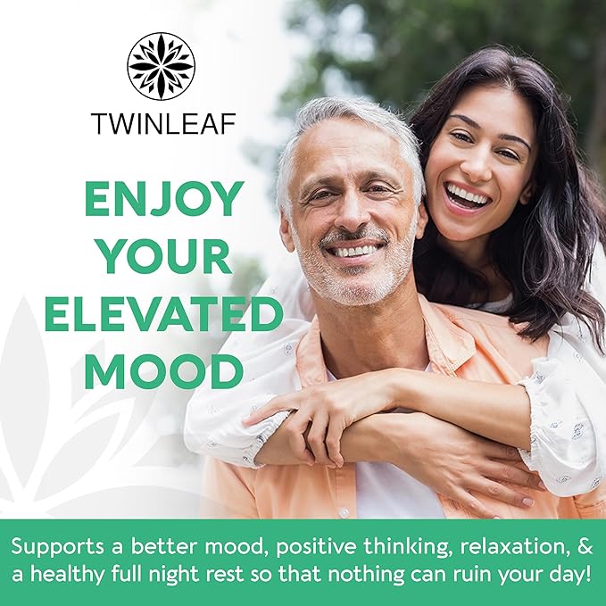 TWINLEAF 5 HTP Supplement for Mood Support - Made in USA - Natural 5-HTP & L-tryptophan Capsules - 5-HTP Booster for Men & Women - Proprietary Formula for Mood and Relaxation - 60 Vegan Capsules