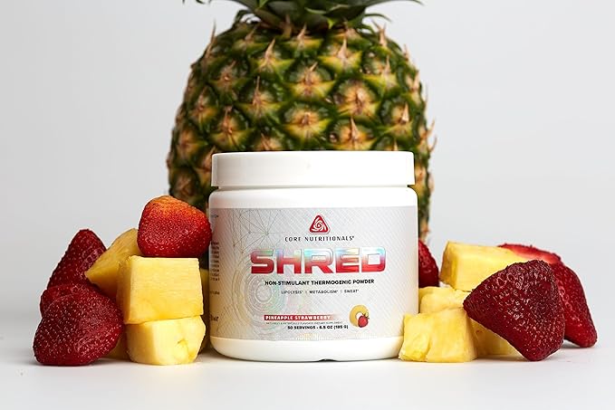 Core Nutritionals Platinum Shred Non-Stimulant, Fat Burning, Thermogenic Powder with 1G Acetyl-L-Carnitine 50 Servings (Pineapple Strawberry)