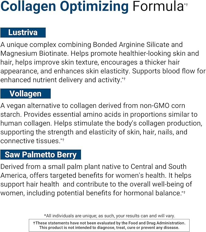 ACTIVATEDYOU Bio Collagen Complex - Plant-Based Collagen with Highly Absorbable Biotin to Support Youthful Skin, Hair Health, Muscle Strength - Vegan Formula with Lustriva & Saw Palmetto (30 servings)
