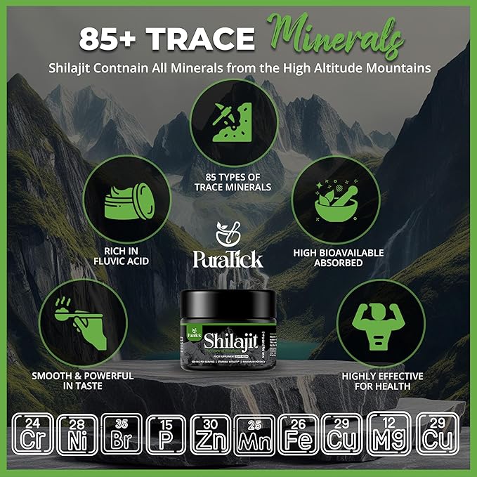 Shilajit Resin Organic 30g | 500mg A+ Grade Pure Himalayan Shilajit Supplement Contains Fulvic Acid & 85+ Trace Minerals | 100% Pure Natural Blend for Boost Energy, Immunity, Brain Power - 30 Grams