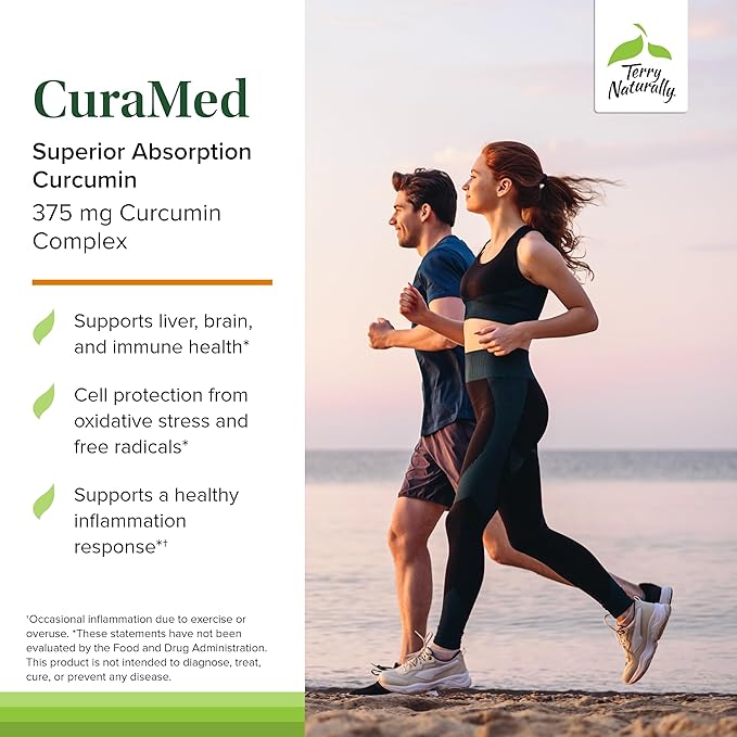 Terry Naturally CuraMed 375mg - Antioxidant Supplement for Brain & Immune Health Support - Dietary Supplement with Curcumin & Turmeric Essential Oil - Herbal Liver Support - 90 Softgels