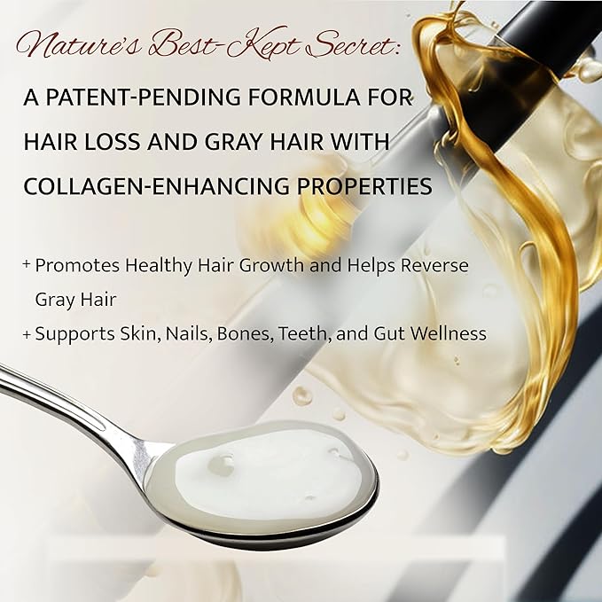 KotaiNNaturals Pure Radiance Hair Revive Unflavored Powder– 2-in-1 Supplement for Hair Growth & Gray Hair Reversal, Plus Collagen-Boosting Benefits for Skin, Nails, and Bones – for Men & Women