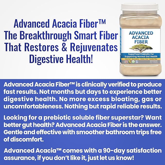 Organic Acacia Fiber Powder Prebiotic Soluble Fiber Powder Perfect Bathroom Trips, Digestion, IBS Relief, Leaky Gut Repair 24oz w/Scooper