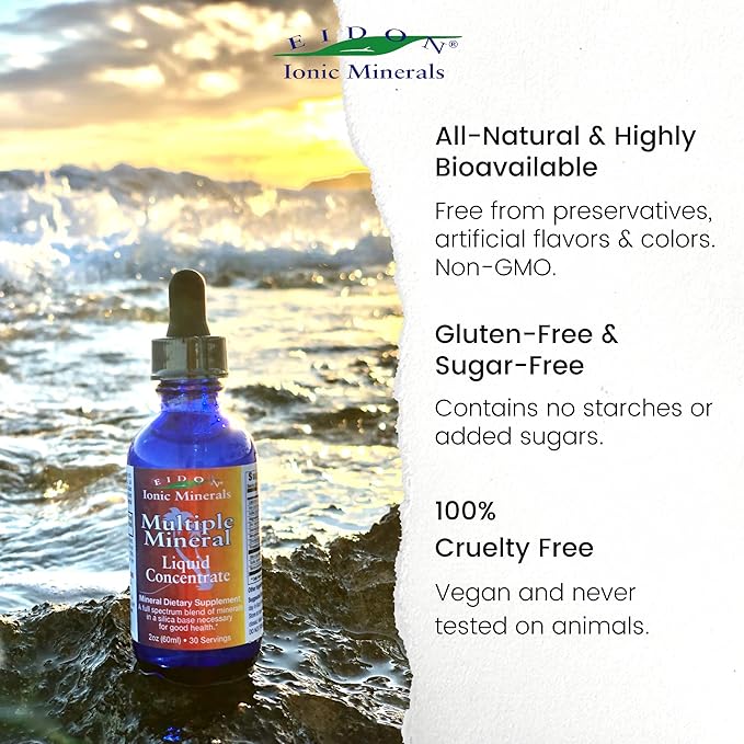 Eidon Ionic Minerals Multiple Minerals Supplement - Ionic Trace Mineral Drops for Water, Natural Liquid Vitamins to Support Heart Health and Hydration, Bioavailable, No Preservatives - 2 oz