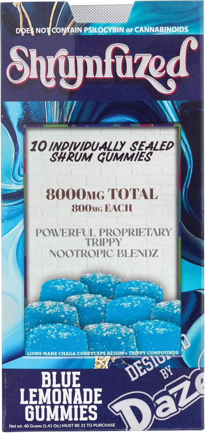 Proprietary Nootropic Gummy 8000mg - Lion's Mane, Reishi, Chaga, and Cordycep Nootropic Tripee Mushroom Blend (10, Blue Lemonade)