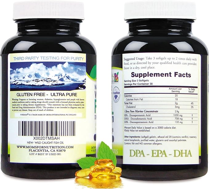 Wild Caught Omega 3 Fish Oil DPA-EPA-DHA 2,900 Milligram Fish Oil Supplement