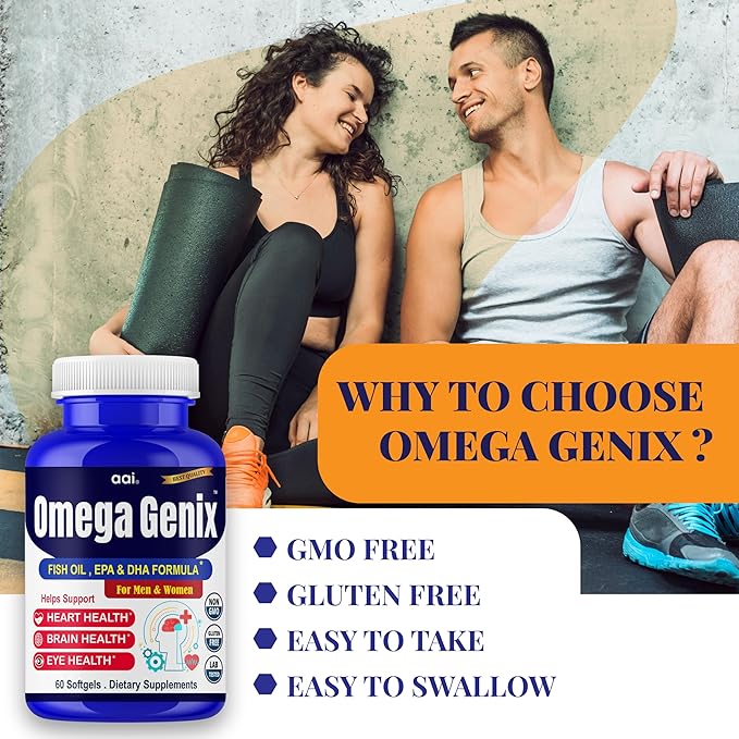 Aai Brand Omega 3 Fish Oil Supplements for Women and Men - Triple Omega 3-6-9 Formula Support Brain Health, Memory, Focus, Bone Strength & Joint Health - 60 Softgels