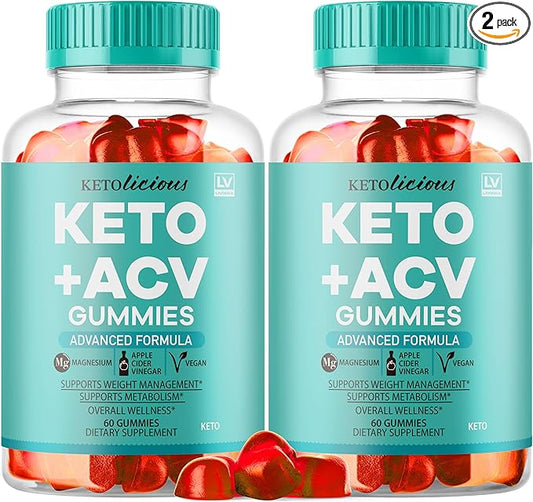 (2 Pack) Ketolicious Keto ACV Gummies, Ketolicious Gummys Advanced Formula 1050MG, All Natural Premium Plus Apple Cider Vinegar Gummy Maximum Strength Gomitas Reviews, 120 Gummies for 2 Months