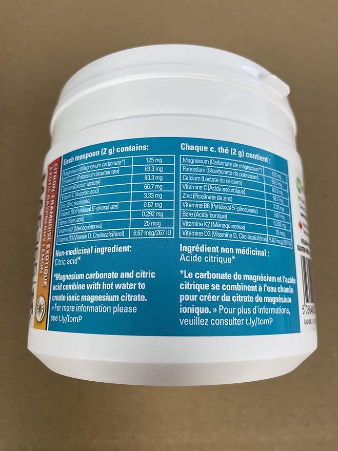 ITL Health BF Plus Calcium Zinc Magnesium Powder with D3, K2, C, B6, Boron, Zinc and Potassium | for Optimal Bone Health, and Immune Support (Exotic Raspberry Lemon, 210g)