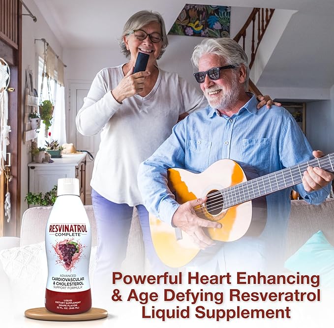 – 32 Fl. Oz. Advanced Liquid Cardiovascular & Cholesterol Support Formula – Liquid Resveratrol Supplement Promotes Healthy Aging, Heart Health & Energy Levels