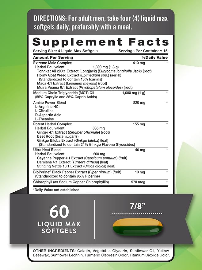Nature's Truth Libido Supplement for Men | 60 Softgels | Non-GMO & Gluten Free Pills