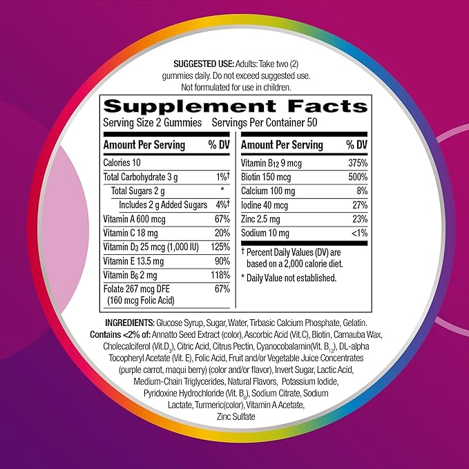 Centrum MultiGummies Gummy Multivitamin for Women, Multivitamin/Multimineral Supplement with Vitamin D3, B Vitamins and Antioxidants, Assorted Fruit Flavor - 170 Count