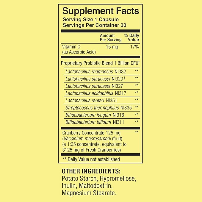 Women's Probiotic Supplement with Prebiotic Inulin & Cranberry – Digestive, Urinary, & Immune Health Support, 1 Billion Active Cultures, 8 Strains, 30 Count Capsules – Gut Health Probiotics for Women