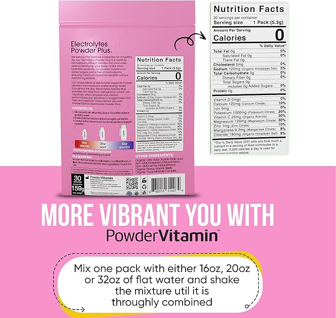 Electrolytes Powder Plus, Keto, Raspberry Lemonade, Sugar Free, 1000mg Potassium, 120mg Calcium, 120mg Magnesium, Non-GMO, Zero Calories, 30 Hydration Packets