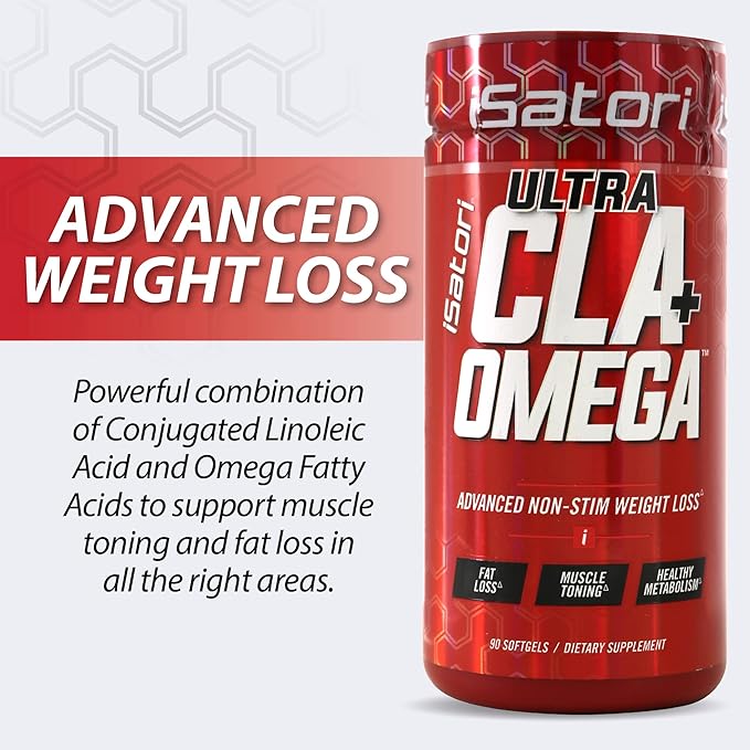 iSatori Ultra CLA - Omega 3 6 9 Safflower Oil Fish Oil Conjugated Linoleic Acid - Natural Weight Loss Exercise Enhancement Fat Burner Muscle Toner - Stimulant Free Dietary Supplement - 90 Softgels
