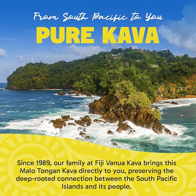Fiji Vanua Kava-Malo Tonga Kava Drink Powder, Medium Grind Traditional Kava Root Powder, Easy to Prepare Kava Root Powder with Smooth and Creamy Taste, Premium, 8oz