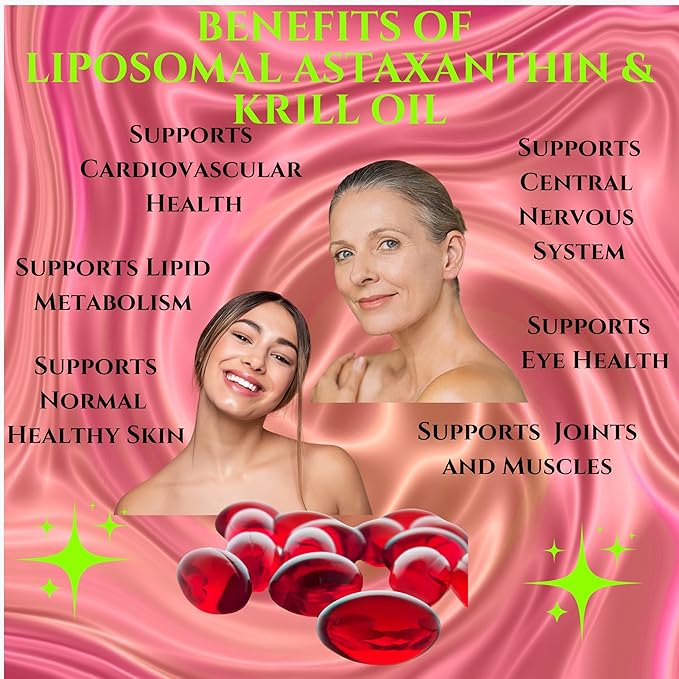 Liposomal Astaxanthin 24mg with Kril Oil 500mg Supplement (240 Softgelss)