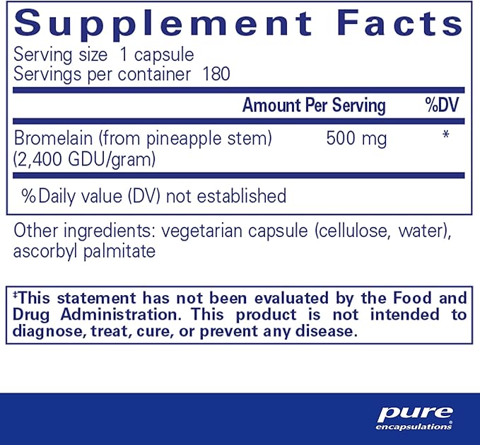 Pure Encapsulations Bromelain 2400 500 mg - for Digestive Support & Musculoskeletal Health - Supports Joints & Muscle Recovery* - Proteolytic Enzymes - Vegan - 180 Capsules