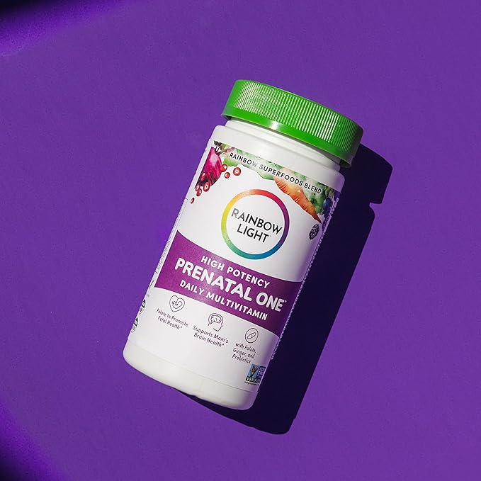 Rainbow Light High-Potency Prenatal One Multivitamin, Prenatal Health Multivitamin Supports Mom's Health and Baby's Development, With Vitamin C, Vegan, 120 Count