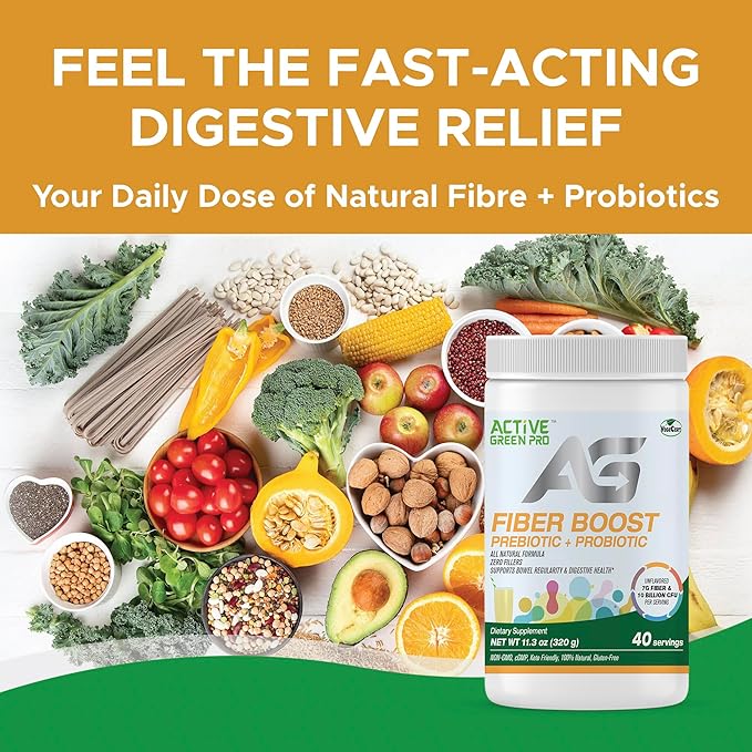 Fibre Boost Prebiotic + Probiotic - Organic - Enzyme & Vitamin Production - Supports Bowel Regularity - Digestive Health - Unflavoured - Gluten Free - Sugar Free - 320g/40 Servings