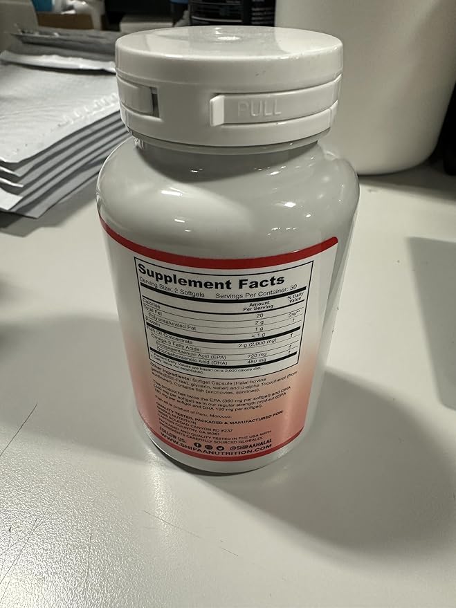 Halal Fish Oil Softgels 60 Ct, Double Strength - Halal Omega 3 Fish Oil Supplements. Wild Caught, Non-GMO & Purified