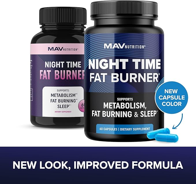 Night Time Fat Burner for Weight Loss Support & Sleep Aid | Appetite Suppressant, Carb Blocker, Overnight Metabolism Booster for Stomach Fat Burner & Night Shred with Melatonin | Non-GMO, Vegan 60ct