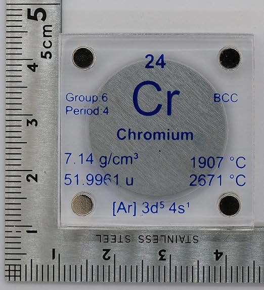 Chromium (Cr) 24.26mm Metal Disc with Acrylic Case for Collection or Experiments