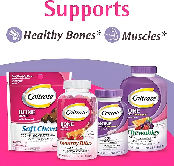 Caltrate 600+D3 Plus Minerals Calcium and Vitamin D Supplement Tablets, Bone Health and Mineral Supplement for Adults - 60 Count