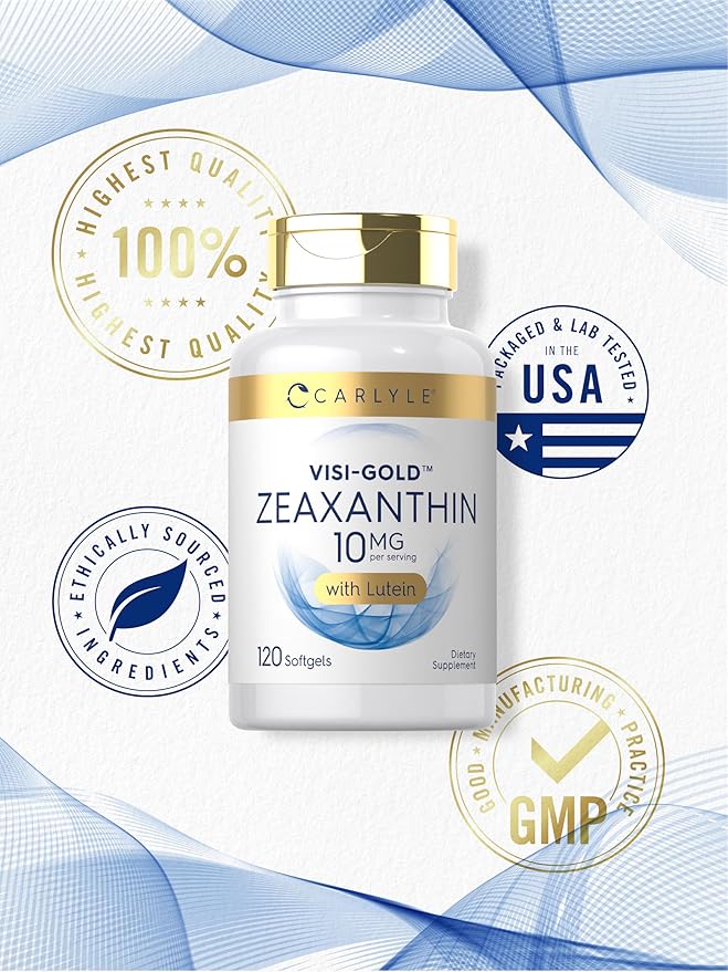 Carlyle Zeaxanthin 10mg | 120 Softgels | Eye Health Support with Lutein | Non-GMO, Gluten Free Supplement