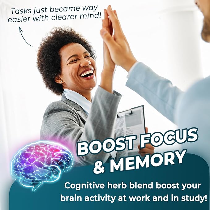 Sugar Free L-Tyrosine Focus Gummies L-Theanine Vitamin B12 & B6, Brain Herbs w/Lion's Mane Mushroom, Ginkgo Biloba, Bacopa Monnieri, Choline - Brain Supplements for Memoery, Nootropic, Energy, 2Packs