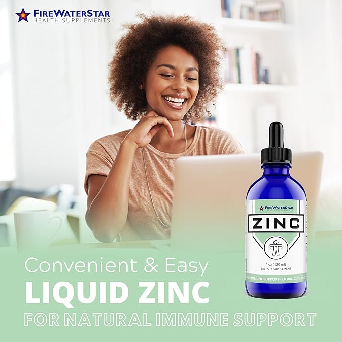 FWS Zinc Supplements - Liquid Zinc Drops for Men, Women, Kids - Organic, Non-GMO, Vegan - Supports Immune Health, Skin, and Overall Wellness - 4 oz
