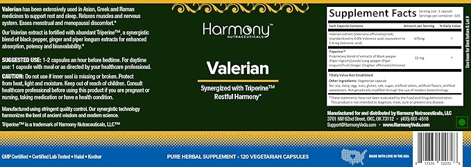 Valerian Ayurvedic Promotes Rest Sleep Relaxes Muscles 120 Vegetarian Capsules