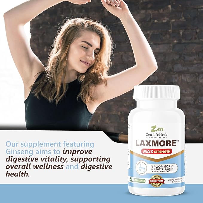 LAXMORE I Poop More Max Strength 100% Natural Plant-Based Supplement (30 Capsules)